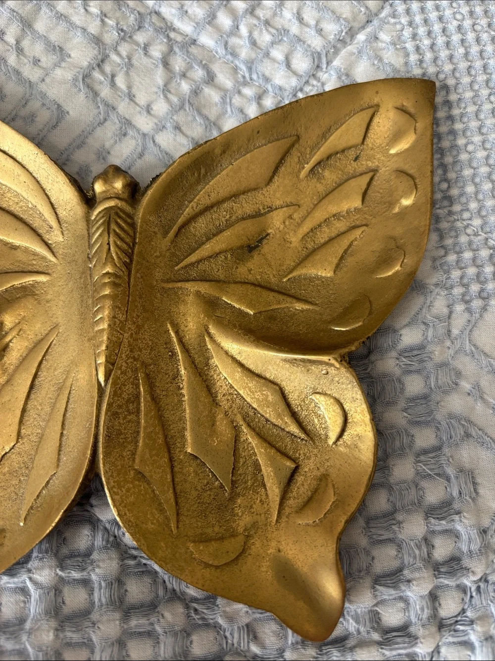 Vintage Brass-Tone Butterfly Trinket Dish Made In Taiwan